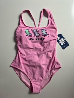 NWT Life Is Good One Piece Padded Swimsuit, Pink, Size L